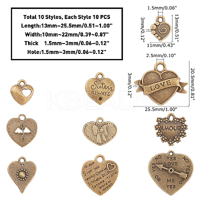 Alloy Pendants for Valentine's Day PALLOY-PH0001-06AB-1