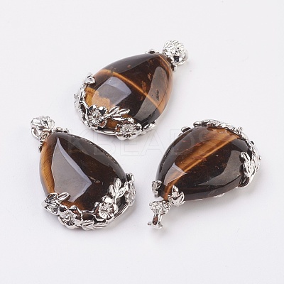 Valentine Gifts Idea for Guys Natural Tiger Eye Pendants G-Q689-12-1