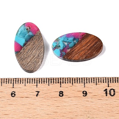 Transparent Resin and Walnut Wood Pendants RESI-T057-03K-1