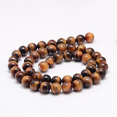 Natural Grade AB+ Tiger Eye Bead Strands G-K153-B39-6mm-AB-1