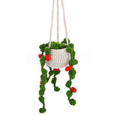Woolen Yarn Crochet Plant Basket Hanging Decorations FIND-WH0152-161B-1