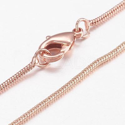 Brass Round Snake Chain Necklaces MAK-L009-08RG-1