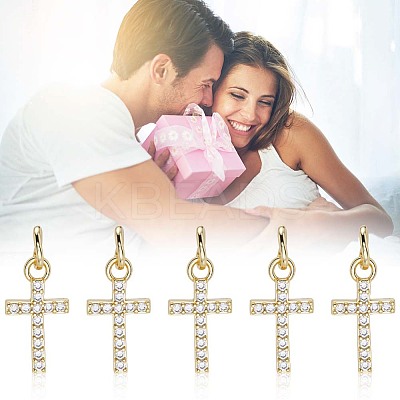 10Pcs Brass Micro Pave Clear Cubic Zirconia Charms KK-BBC0020-72-1