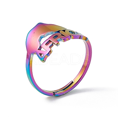 Ion Plating(IP) 201 Stainless Steel Africa Map Adjustable Ring for Women RJEW-C045-10M-1