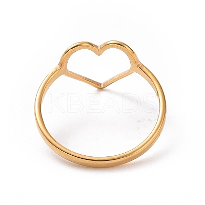 Ion Plating(IP) 201 Stainless Steel Heart Finger Ring RJEW-J051-16G-1