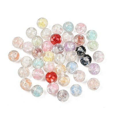 Transparent Resin Inner Flower Beads RESI-C070-16-1