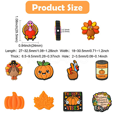 20Pcs 10 Styles Thanksgiving Day Themed Silicone Beads Sets SIL-CJ0002-88-1