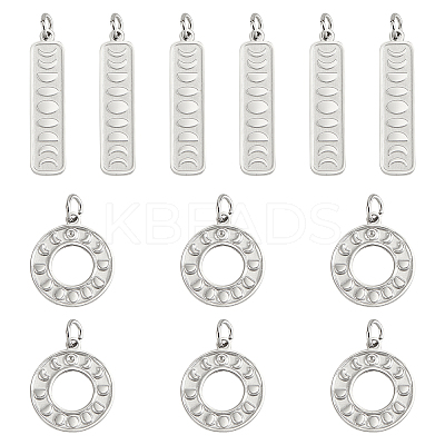12Pcs 2 Style 304 Stainless Steel Pendants STAS-DC0010-22-1