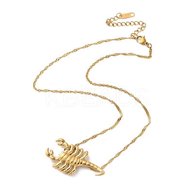 304 Stainless Steel Scorpion Pendant Necklaces for Men NJEW-Z054-01G-1