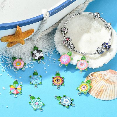 60Pcs 15 Styles Alloy Enamel Connector Charms ENAM-CJ0004-40-1