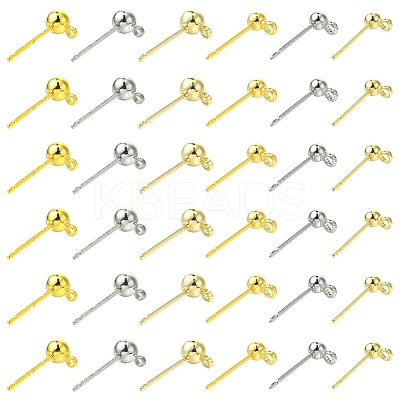 24Pcs 6 Sstyles Rack Plating Brass Stud Earring Settings KK-FS0001-41-1
