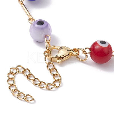 Lampwork Evil Eye Link Chain Bracelets BJEW-JB10043-1