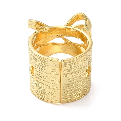 Brass Micro Pave Cubic Zirconia Bowknot Open Cuff Wide Rings for Women RJEW-B057-03G-1