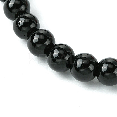 Halloween Theme 8.5mm Synthetic Black Stone Beaded Stretch Bracelets BJEW-JB10882-01-1