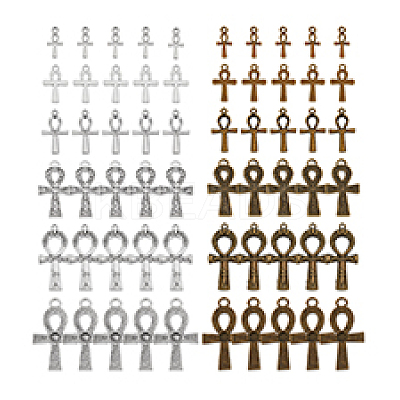 60Pcs 12 Styles Tibetan Style Zinc Alloy Pendants FIND-PH0024-83-1