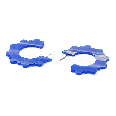 Acrylic Sun Stud Earrings EJEW-I287-01D-1