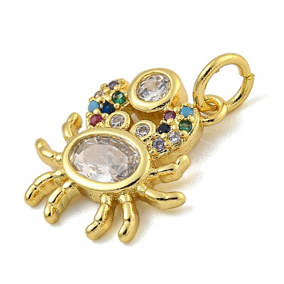 Marine Theme Rack Plating Brass Micro Pave Cubic Zirconia Pendants KK-I718-28G-01-1