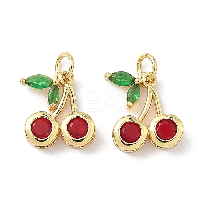 Brass Micro Pave Cubic Zirconia Charms KK-Z134-07G-1