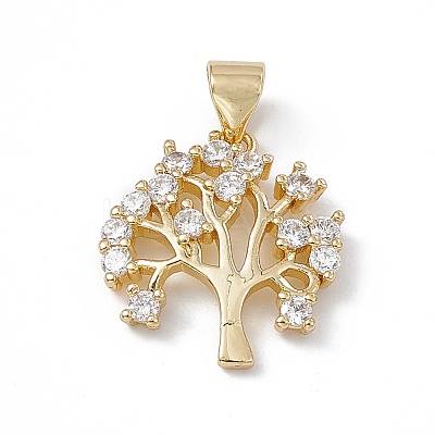 Rack Plating Brass Micro Pave Cubic Zirconia Pendants KK-G451-09G-1