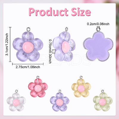 15Pcs Translucent Resin Pendants RESI-YW0004-55-1