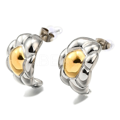 304 Stainless Steel Two-tone Stud Earrings for Women EJEW-R023-01GP-06-1