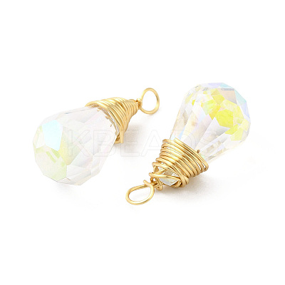 Rack Plating Brass with Glass Pendant KK-C023-01A-1