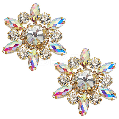 2Pcs Flower Rhinestone Ornament Accessories DIY-FG0006-42G-01-1