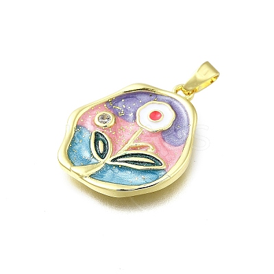 Brass Micro Pave Cubic Zirconia Pendants KK-K400-21A-G-1