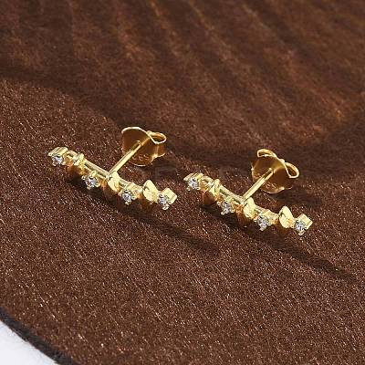 925 Sterling Silver Clear Cubic Zirconia Stud Earrings EJEW-Q032-01G-G-1