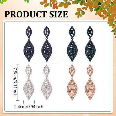 4 Pairs 4 Colors Rhinestone Horse Eye Dangle Stud Earrings EJEW-AN0004-21-1