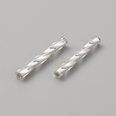 Glass Twist Bugle Beads GLAA-WH0035-26-1