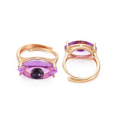 Evil Eye Glass Ajuastable Rings RJEW-S048-002G-NF-1