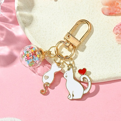 Cat Alloy Enamel Pendant Decoration HJEW-YW00016-02-1