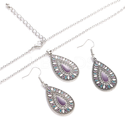 Bohemian Style Alloy Enamel Pendant Necklaces & Dangle Earrings Sets WG43411-06-1