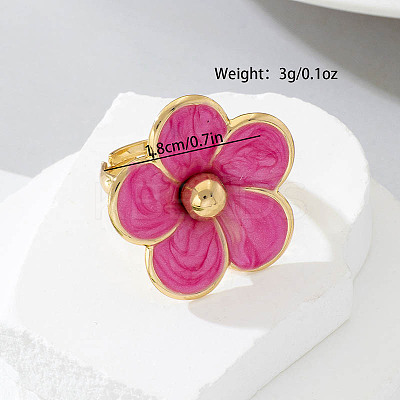 Flower Alloy Enamel Finger Rings for Women FS-WG5F22E-01-1
