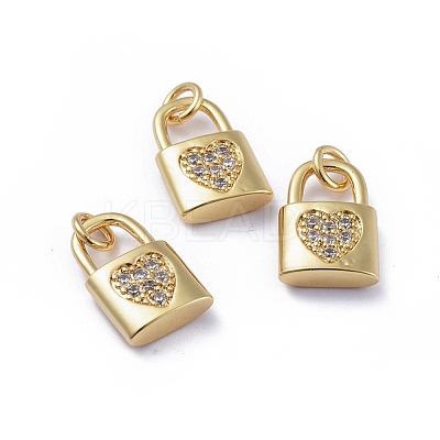 Brass Micro Pave Cubic Zirconia Pendants ZIRC-G163-20G-1