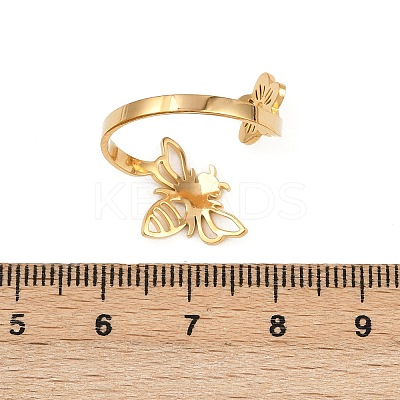 304 Stainless Steel Open Cuff Rings for Women RJEW-K302-03G-1