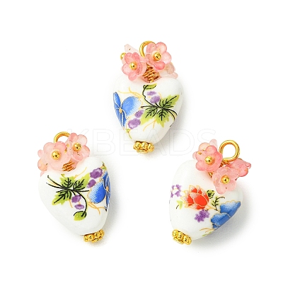 Heart Handmade Porcelain Pendants PALLOY-JF05915-02-1