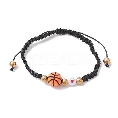 4Pcs 4 Style Sport Theme Acylic & Alloy Braided Bead Bracelets Set BJEW-JB10122-1