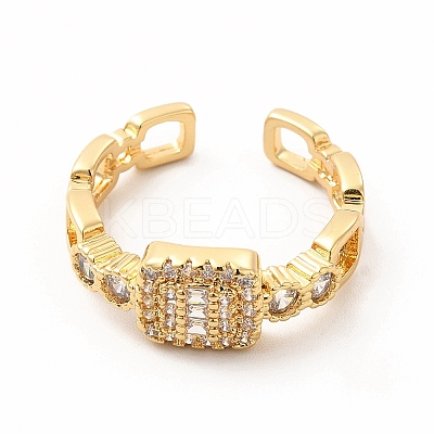 Cubic Zirconia Rectangle Open Cuff Ring KK-A180-31G-1