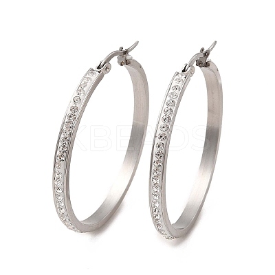 Clear Cubic Zirconia Big Hoop Earrings EJEW-C011-06P-1