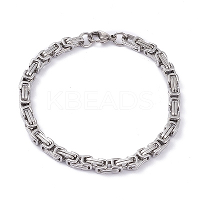 Tarnish Resistant 304 Stainless Steel Byzantine Chain Bracelets BJEW-I295-02B-P-1