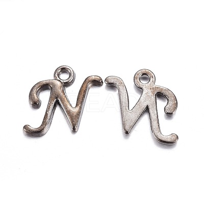 Gunmetal Plated Alloy Letter Pendants PALLOY-J718-01B-N-1