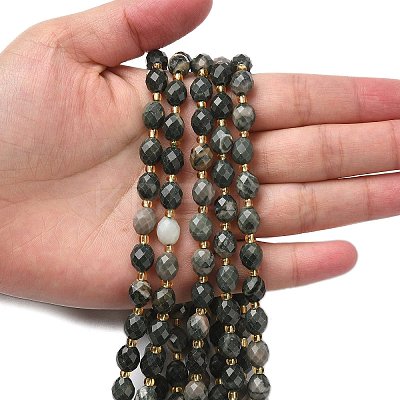 Natural Green Wood Lace Stone Wooden Jasper Beads Strands G-F809-A30-01-1