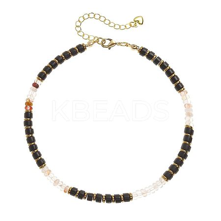 Bohemian Style Natural Obsidian & Brass Rondelle Disc Heishi Beaded Anklets FS-WG8FF45-11-1