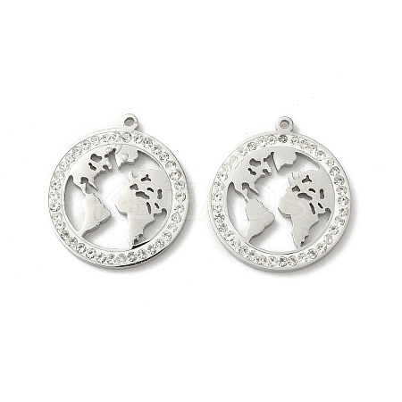 304 Stainless Steel Rhinestone Pendants STAS-V015-08P-1