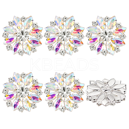 6Pcs 1-Hole Alloy Rhinestone Shank Buttons BUTT-GA0001-15A-1