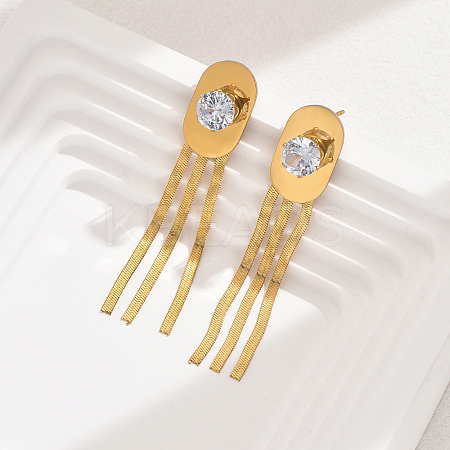Fashionable Vintage Tassel 201 Stainless Steel Stud Earrings OP9629-6-1
