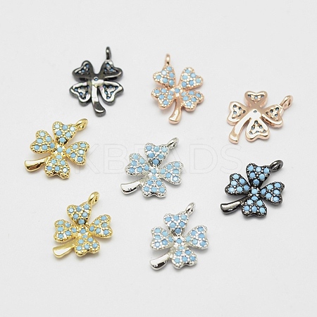 Brass Micro Pave Grade AAA Cubic Zirconia Charms ZIRC-P021-01-NR-1