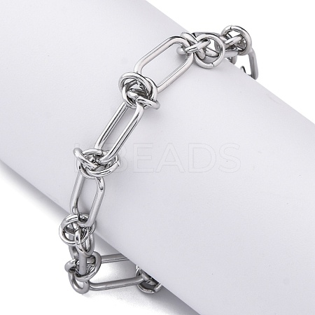 304 Stainless Steel Paperclip Chain Bracelets for Women LS-BJEW-P347-03P-1